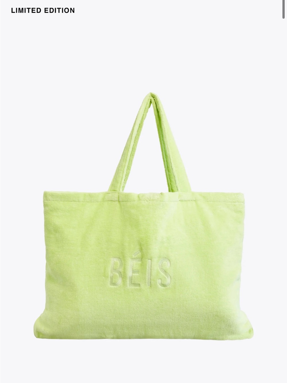 New Béis The Terry Towel Tote in Citron Beach Bag/Towel Large Towel Shoulder Bag